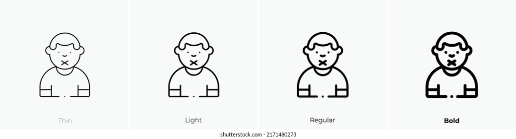 Censorship Icon. Thin, Light Regular And Bold Style Design Isolated On White Background