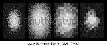 Censorship Pixel Blur Effect on Face, Abstract Censored Portrait in Black and White, Privacy Protection or Digital Identity Concept. Vector Illustration.