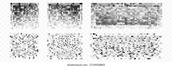 Textura de censura y fondos de mosaico de píxeles grises. Los patrones a cuadros ocultan texto, Imagen u otro contenido de privacidad prohibido. Ilustración gráfica de Vector con patrón de desenfoque de censura para protección y efecto de desenfoque de privacidad.