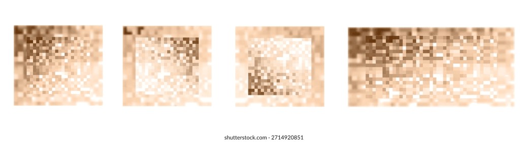 Censorship texture and pixel mosaic background – skin toned pixel pattern on transparent background with checkered censor blur for privacy protection.
