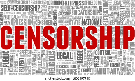 Censorship vector illustration word cloud isolated on a white background.