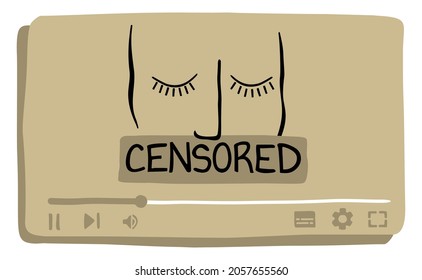 Censorship in video platforms - blocking of users, videobloggers due to various violations. Abstarct drawn vector illustration