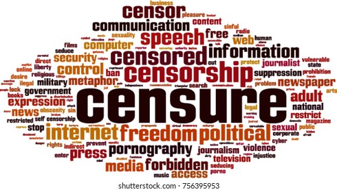 Censure word cloud concept. Vector illustration