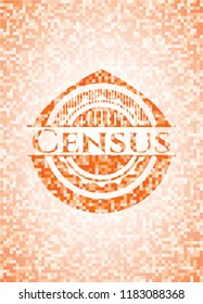 Census abstract orange mosaic emblem with background