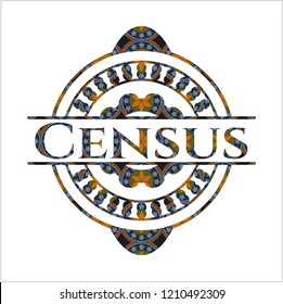 Census arabesque style emblem. arabic decoration.