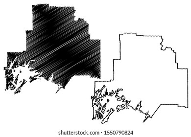 Valdez–Cordova Census Area, Alaska (Boroughs and census areas in Alaska, United States of America,USA, U.S., US) map vector illustration, scribble sketch Valdez Cordova map