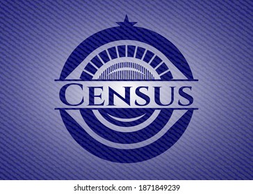 Census badge with jean texture. Vector Illustration. Detailed. 