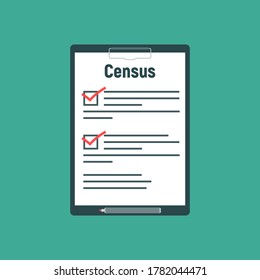 Census. Clipboard In Pen In Hand. Vector Illustration Flat Design. Folder With Documents.