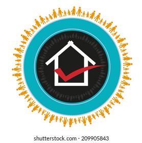 Census, Housing And Population Badge Concept. Vector Eps10 Illustration