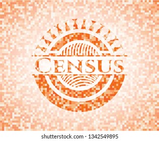 Census orange mosaic emblem with background