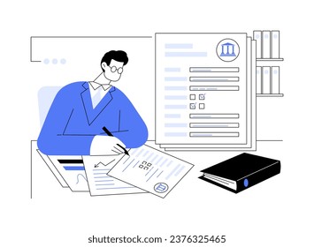 Census questionnaire abstract concept vector illustration. State statistics service worker deals with population census, social science, information collecting, checklist form abstract metaphor.