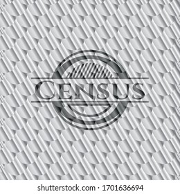 Census silver color emblem. Scales pattern. Vector Illustration. Detailed.