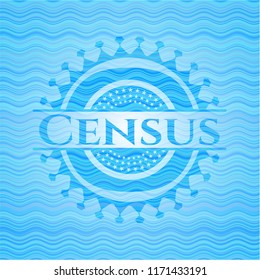 Census sky blue water badge background.