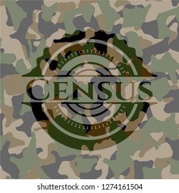 Census written on a camouflage texture