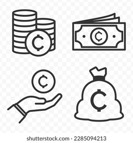 Cent Centavo icons set money icon vector image on transparent background (PNG).