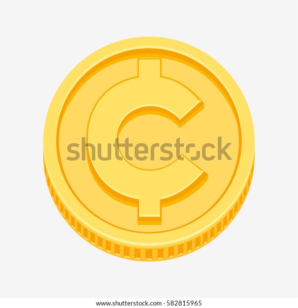 Cent Centavo Symbol On Gold Coin Stock Vector (Royalty Free) 582815965