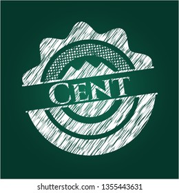 Cent chalk emblem written on a blackboard