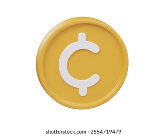 Cent coin icon 3d render