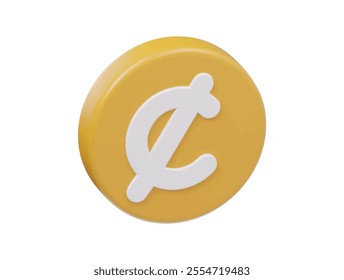 Cent coin icon 3d render