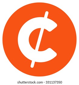 Cent Coin vector icon. Style is flat orange symbol, rounded angles, white background.