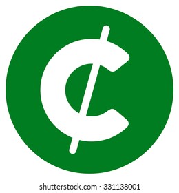 Cent Coin vector icon. Style is flat green symbol, rounded angles, white background.