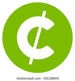 Cent Coin vector icon. Style is flat eco green symbol, rounded angles, white background.