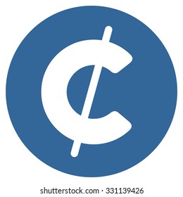 Cent Coin vector icon. Style is flat cobalt symbol, rounded angles, white background.