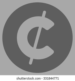 Cent Coin vector icon. Style is flat dark gray symbol, rounded angles, silver background.