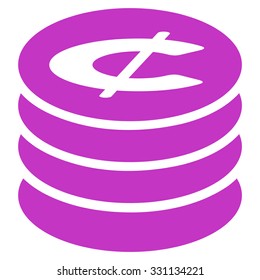 Cent Coins vector icon. Style is flat violet symbol, rounded angles, white background.