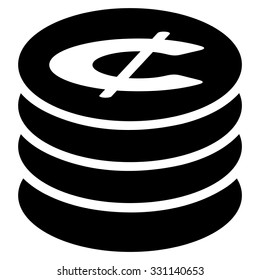 Cent Coins vector icon. Style is flat black symbol, rounded angles, white background.