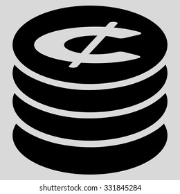 Cent Coins vector icon. Style is flat black symbol, rounded angles, light gray background.