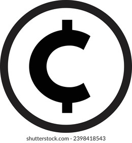 Cent icon in a circle . Money icon vector isolated on white background