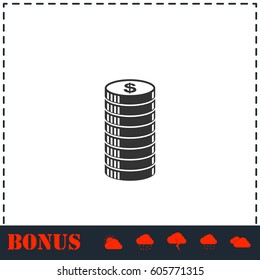 Cent icon icon flat. Simple vector symbol and bonus icon
