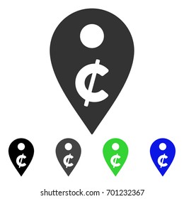 Cent Map Marker flat vector pictograph. Colored cent map marker, gray, black, blue, green pictogram variants. Flat icon style for application design.