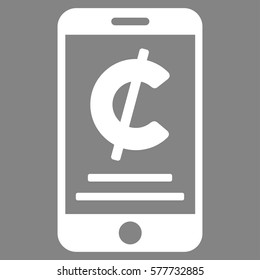Cent Mobile Payment vector pictogram. Illustration style is a flat iconic white symbol on gray background.