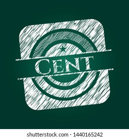 Cent on chalkboard. Vector Illustration. Detailed.