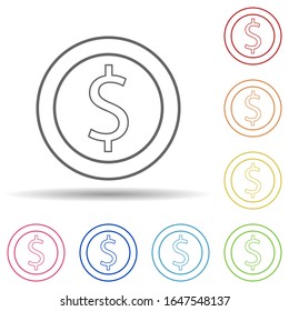 A cent penny in multi color style icon. Simple thin line, outline vector of mobile banking icons for ui and ux, website or mobile application