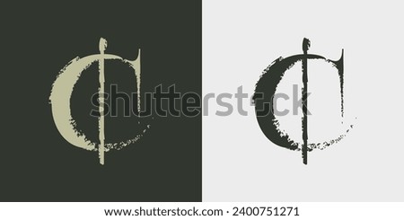 Cent serif logo with dry brush strokes. Classic style font. Grunge textured and rough edges elements. Perfect for fashion labels, vintage headlines, glamour luxury identity, wedding invitations.