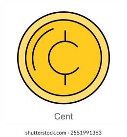 Cent and cent sign icon concept