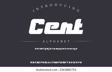 Cent Sport Modern Italic Alphabet Font. Typography urban style fonts for technology, digital, movie logo design. vector illustration