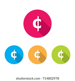 Cent Symbol Icons With Long Shadow