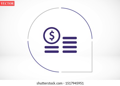Cent vector icon. Prices for buying and selling. Prices and concert dollar. Coins stack vector illustration. Money stacked coins icon in flat style.