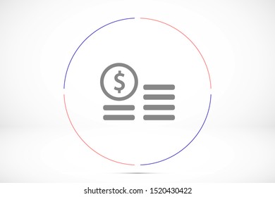 Cent vector icon. Prices for buying and selling. Prices and concert dollar. Coins stack vector illustration. Money stacked coins icon in flat style.
