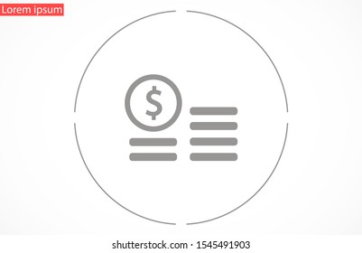 Cent vector icon. Prices for buying and selling. Prices and concert dollar. Coins stack vector illustration. Money stacked coins icon in flat style.