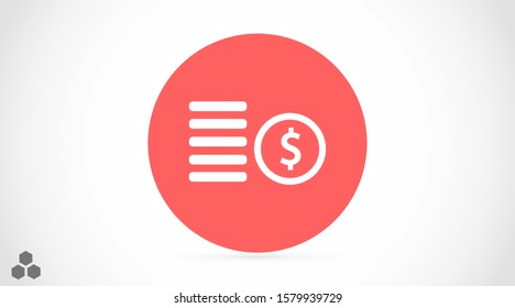 Cent vector icon. Prices for buying and selling. Prices and concert dollar. Coins stack vector illustration. Money stacked coins icon in flat style.