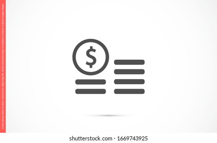 Icono de vector de céntimos. Precios de compra y venta. Precios y dólares de concierto. Ilustración vectorial de la pila de monedas. Icono de monedas apiladas de dinero en estilo plano.
