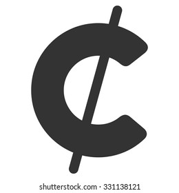 Cent vector icon. Style is flat gray symbol, rounded angles, white background.