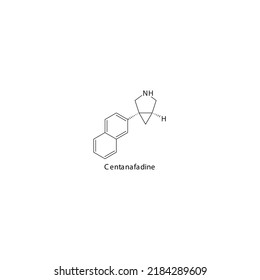 Centanafadine Molecule Flat Skeletal Structure, SNDRI - Serotonin Norepinephrine Dopamine Reuptake Inhibitor. Vector Illustration On White Background.