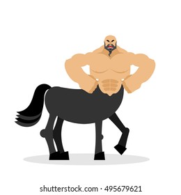 Centaur angry. Half horse and person. Sports creature. Fairy-tale characters athlete 