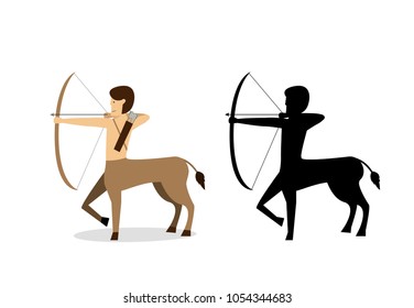 Centaur archer in flat and silhouette style vector